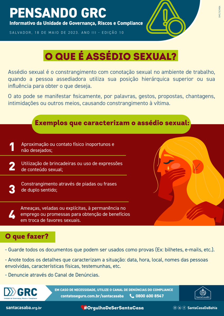 O que é assédio sexual? Santa Casa da Bahia O que é assédio sexual? Santa Casa da Bahia